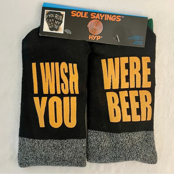 Sole Sayings HYP “I Wish You Were Beer” Men’s Socks NWT. - Picture 1 of 5